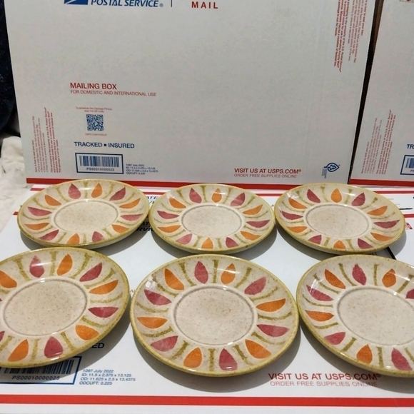 PÉPE Pattern By Red Wing Mid-Century China Saucer Plates (Set Of 6) 1962-1963 - Picture 2 of 6
